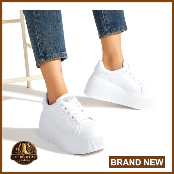 Platform Sneakers Wedge Canvas Casual Low Top Retro Walking Shoes - Picture 7 of 7